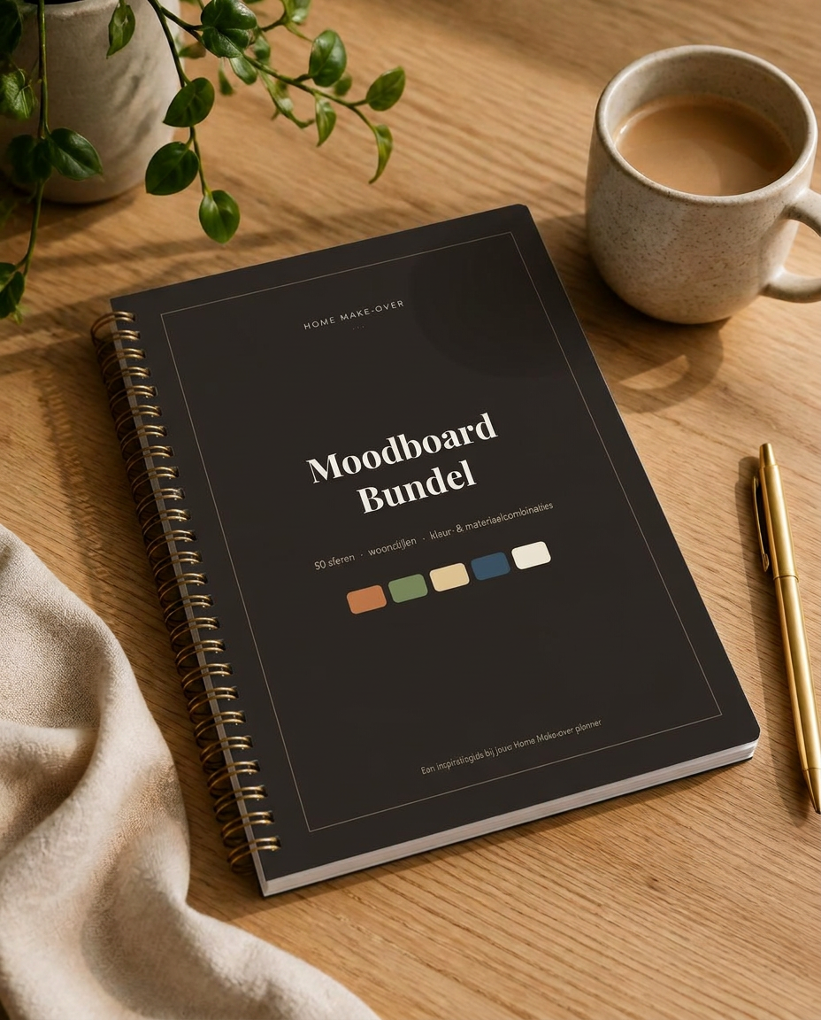Moodboard Bundel op een houten tafel